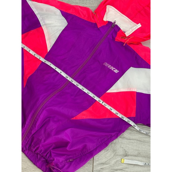 Vintage Nike Colorblock Hooded Windbreaker Jacket Purple Pink White Women's M - Picture 8 of 10